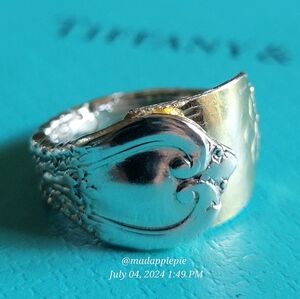 1900 Tiffany & Company Florentine Spoon Ring Sterling Luxury Vintage Celeb #160